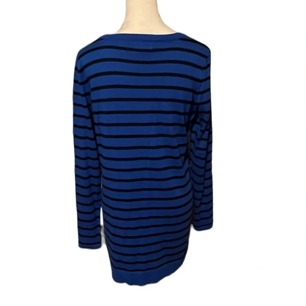 Michael Kors Large women’s long sweater with zipper faux pockets blue and black